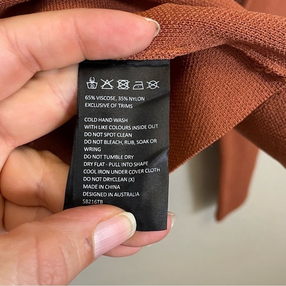 NWT Bardot Copper Maxwell Long Sleeve Cut‎ Out Knit Top Size L - Picture 8 of 9